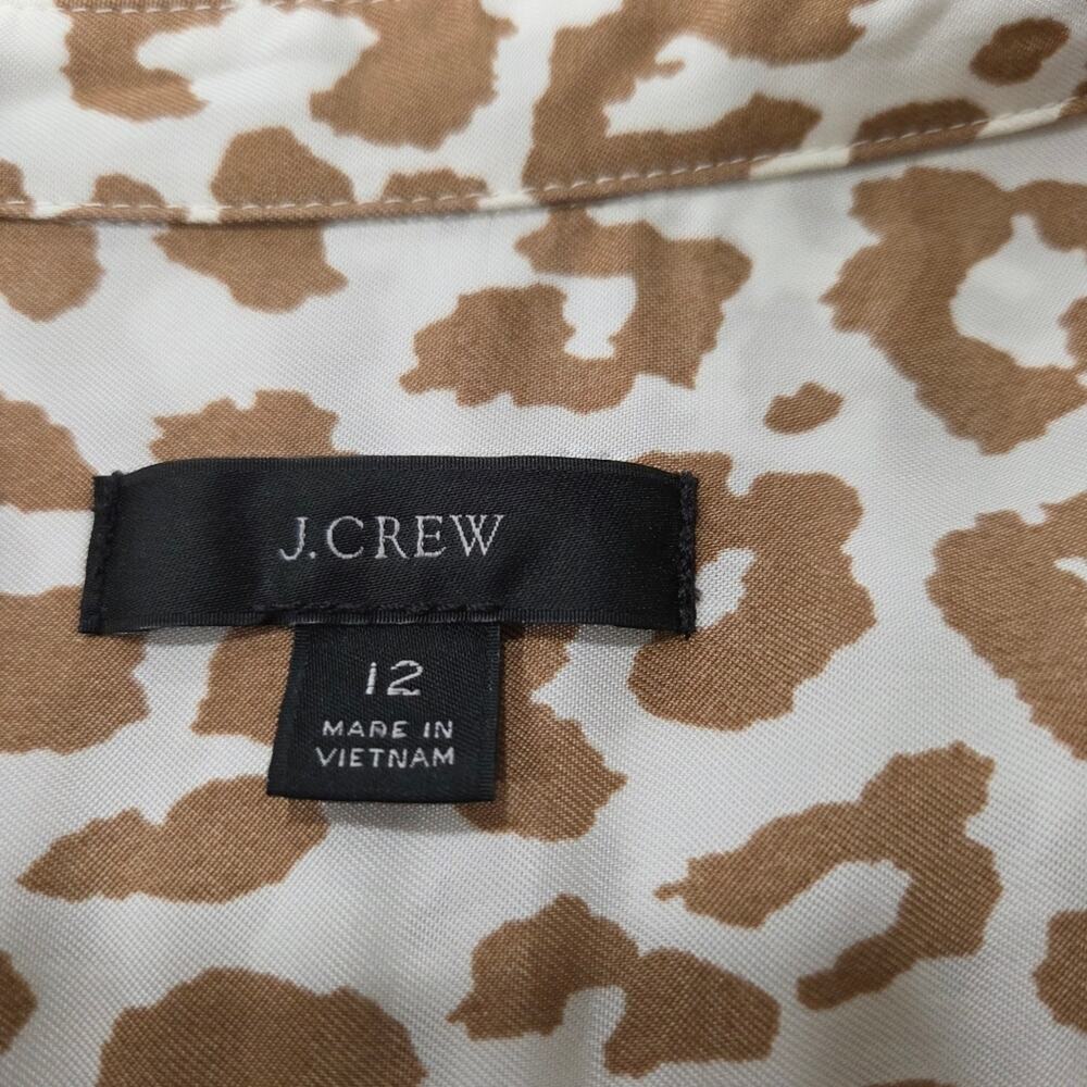 J. Crew Tie Waist Shirt Dress Bold Leopard Print Button-Up Maxi Dress Size 12 - Picture 7 of 12